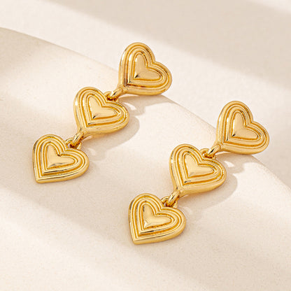 Heart Shape Tassel Earrings For Women In Simple Style, Golden Alloy, Perfect For Banquet