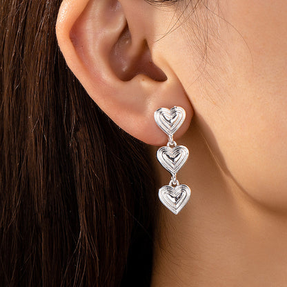 Heart Shape Tassel Earrings For Women In Simple Style, Golden Alloy, Perfect For Banquet