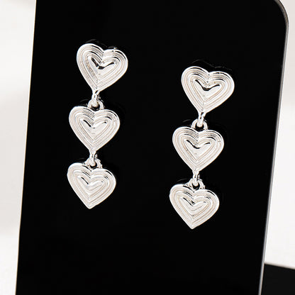 Heart Shape Tassel Earrings For Women In Simple Style, Golden Alloy, Perfect For Banquet