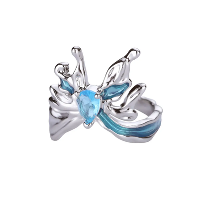 Glam Butterfly Open Ring For Women In Copper With 18K Gold Plating And Zircon Inlay