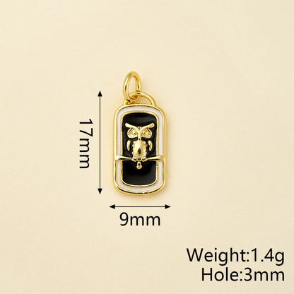 Owl Pendant In Copper With 18K Real Gold Plated Electroplating, Enamel Process And 0.05µm-0.08µm Thickness, 1 Pc/Package