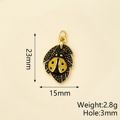 Owl Pendant In Copper With 18K Real Gold Plated Electroplating, Enamel Process And 0.05µm-0.08µm Thickness, 1 Pc/Package
