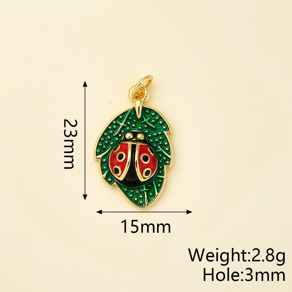 Owl Pendant In Copper With 18K Real Gold Plated Electroplating, Enamel Process And 0.05µm-0.08µm Thickness, 1 Pc/Package