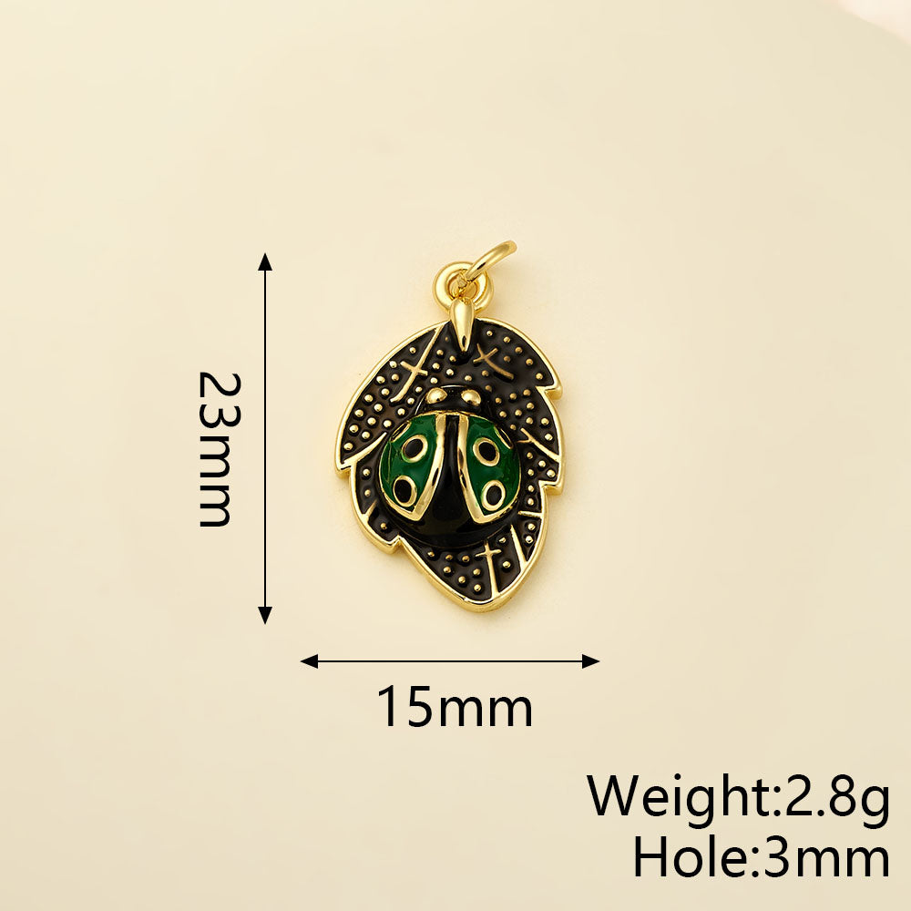 Owl Pendant In Copper With 18K Real Gold Plated Electroplating, Enamel Process And 0.05µm-0.08µm Thickness, 1 Pc/Package