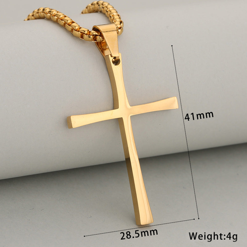 Cross Pendant In 304 Stainless Steel With 18K Real Gold Plated PVD Coating, 0.05µm-0.08µm Thickness, Electroplated Finish, 1 Pc/Package