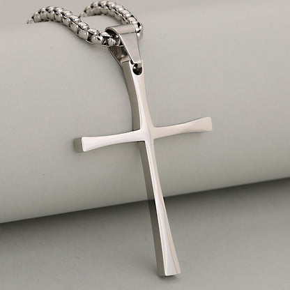 Cross Pendant In 304 Stainless Steel With 18K Real Gold Plated PVD Coating, 0.05µm-0.08µm Thickness, Electroplated Finish, 1 Pc/Package