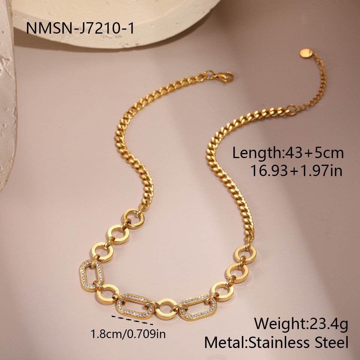 For Women Electroplated Necklace Chain In 304 Stainless Steel With 18K Real Gold Plated PVD Coating