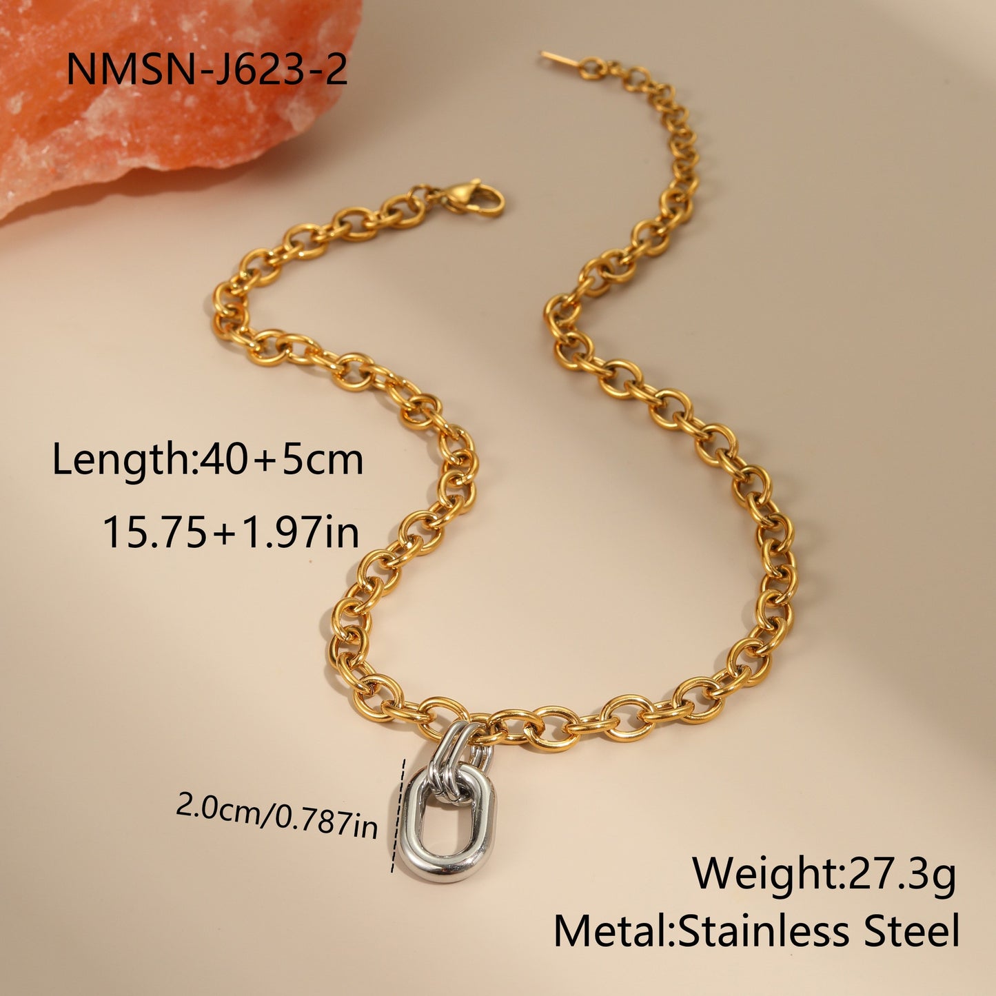 For Women Electroplated Necklace Chain In 304 Stainless Steel With 18K Real Gold Plated PVD Coating