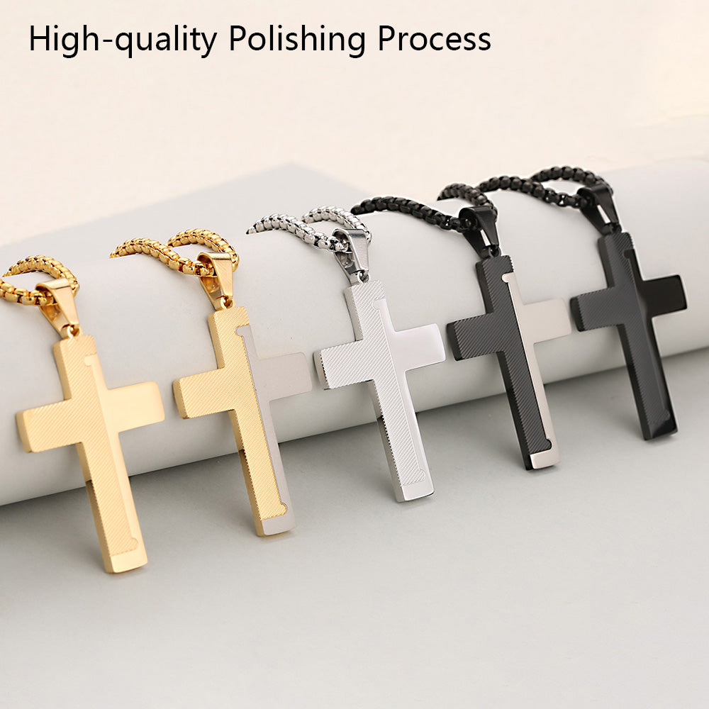 Cross Pendant 304 Stainless Steel With 18K Gold Plated PVD Coating 0.05-0.08µm, Mixed Metal, 1 Pc