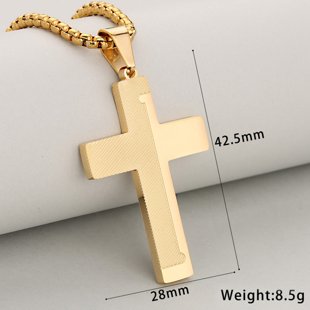 Cross Pendant 304 Stainless Steel With 18K Gold Plated PVD Coating 0.05-0.08µm, Mixed Metal, 1 Pc