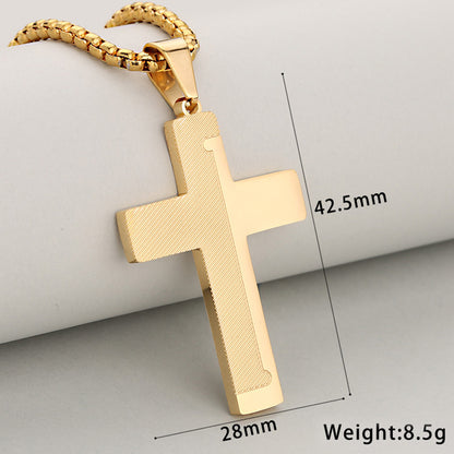 Cross Pendant 304 Stainless Steel With 18K Gold Plated PVD Coating 0.05-0.08µm, Mixed Metal, 1 Pc