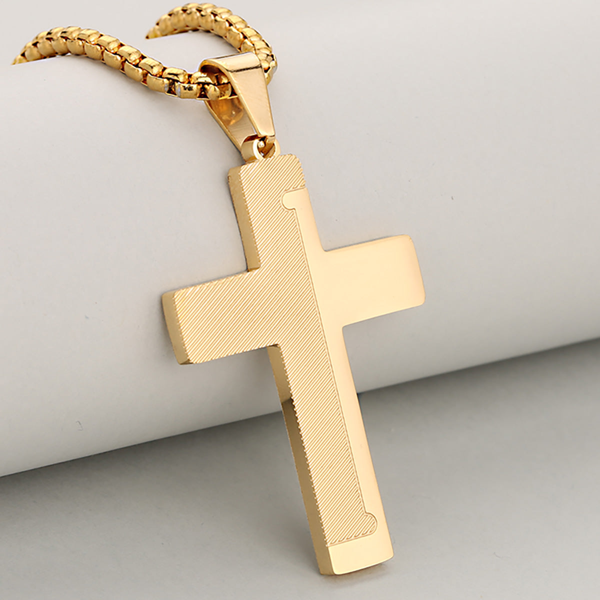 Cross Pendant 304 Stainless Steel With 18K Gold Plated PVD Coating 0.05-0.08µm, Mixed Metal, 1 Pc