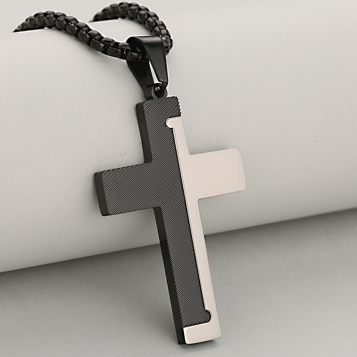 Cross Pendant 304 Stainless Steel With 18K Gold Plated PVD Coating 0.05-0.08µm, Mixed Metal, 1 Pc