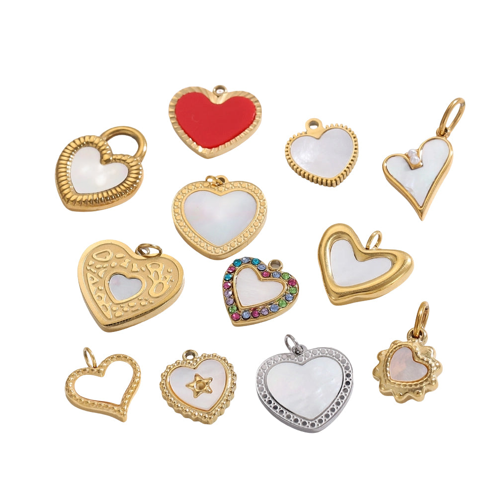Heart Shape Pendant In 304 Stainless Steel With 14K Real Gold Plated PVD Coating 0.03µm Thickness, 1 Piece