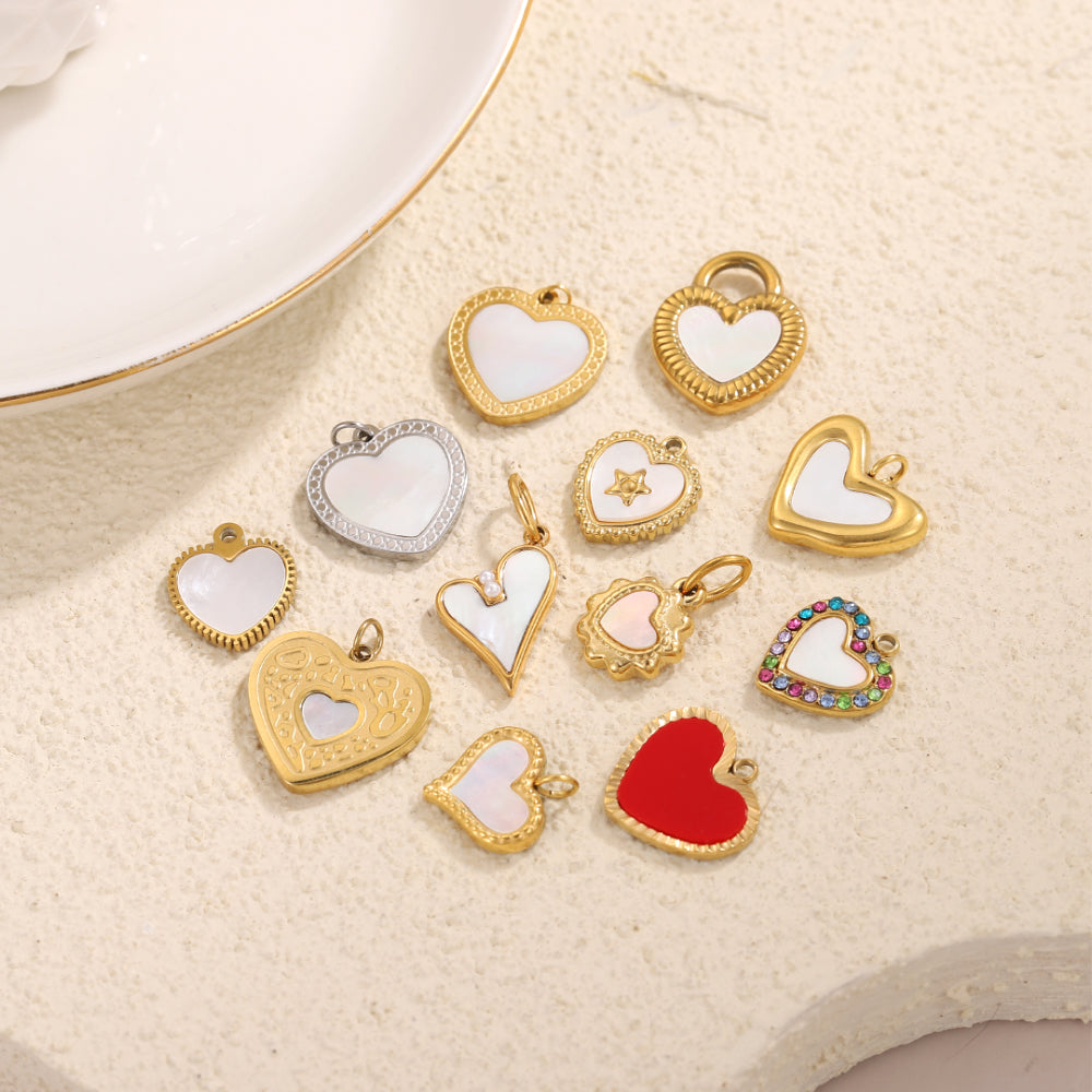Heart Shape Pendant In 304 Stainless Steel With 14K Real Gold Plated PVD Coating 0.03µm Thickness, 1 Piece