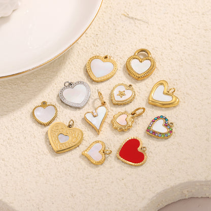 Heart Shape Pendant In 304 Stainless Steel With 14K Real Gold Plated PVD Coating 0.03µm Thickness, 1 Piece