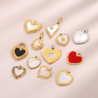 Heart Shape Pendant In 304 Stainless Steel With 14K Real Gold Plated PVD Coating 0.03µm Thickness, 1 Piece