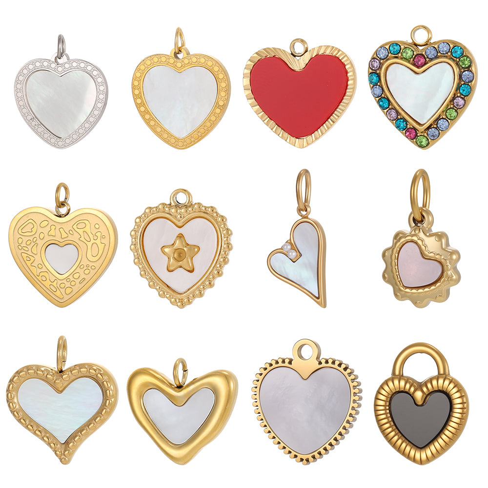 Heart Shape Pendant In 304 Stainless Steel With 14K Real Gold Plated PVD Coating 0.03µm Thickness, 1 Piece