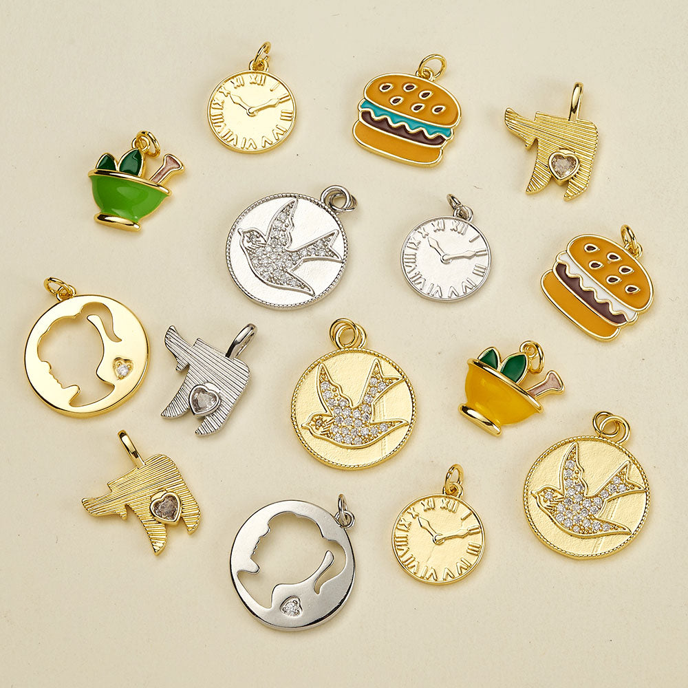 Girl Pendant In Copper With 18K Real Gold Electroplating And Zircon Inlay, Featuring 0.05µm-0.08µm Plating Thickness, 1 Pc Package
