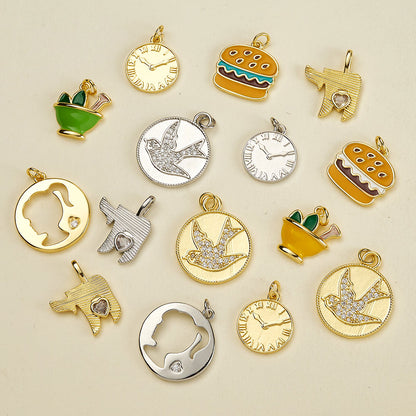 Girl Pendant In Copper With 18K Real Gold Electroplating And Zircon Inlay, Featuring 0.05µm-0.08µm Plating Thickness, 1 Pc Package