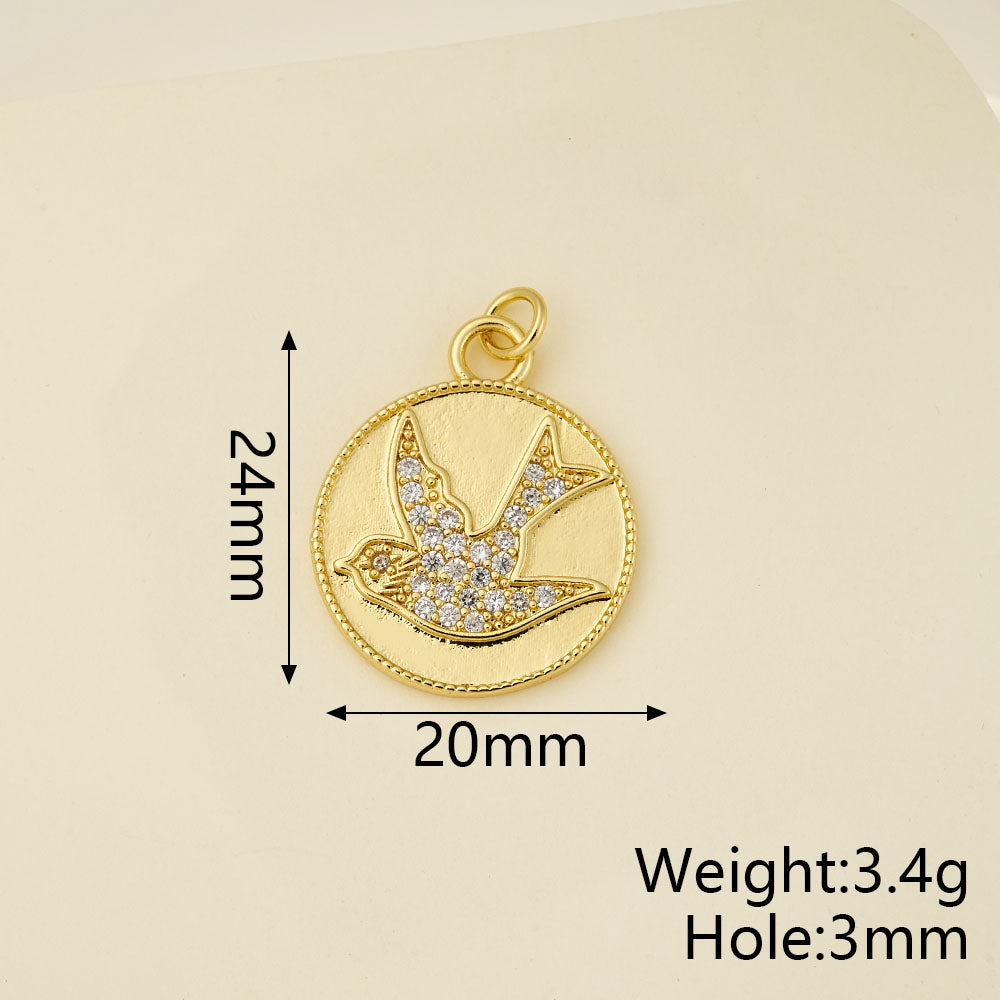 Girl Pendant In Copper With 18K Real Gold Electroplating And Zircon Inlay, Featuring 0.05µm-0.08µm Plating Thickness, 1 Pc Package