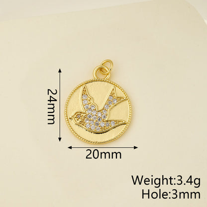 Girl Pendant In Copper With 18K Real Gold Electroplating And Zircon Inlay, Featuring 0.05µm-0.08µm Plating Thickness, 1 Pc Package