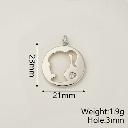 Girl Pendant In Copper With 18K Real Gold Electroplating And Zircon Inlay, Featuring 0.05µm-0.08µm Plating Thickness, 1 Pc Package
