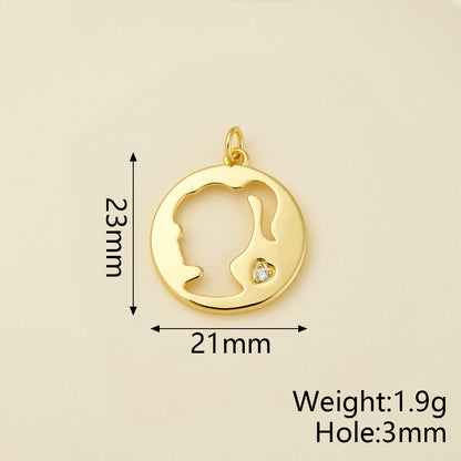 Girl Pendant In Copper With 18K Real Gold Electroplating And Zircon Inlay, Featuring 0.05µm-0.08µm Plating Thickness, 1 Pc Package