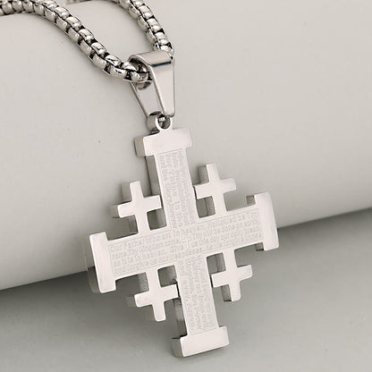 Cross Pendant In 304 Stainless Steel With 18K Real Gold Plated PVD Coating, Electroplated With 0.05µm-0.08µm Thickness, 1 Pc/Package