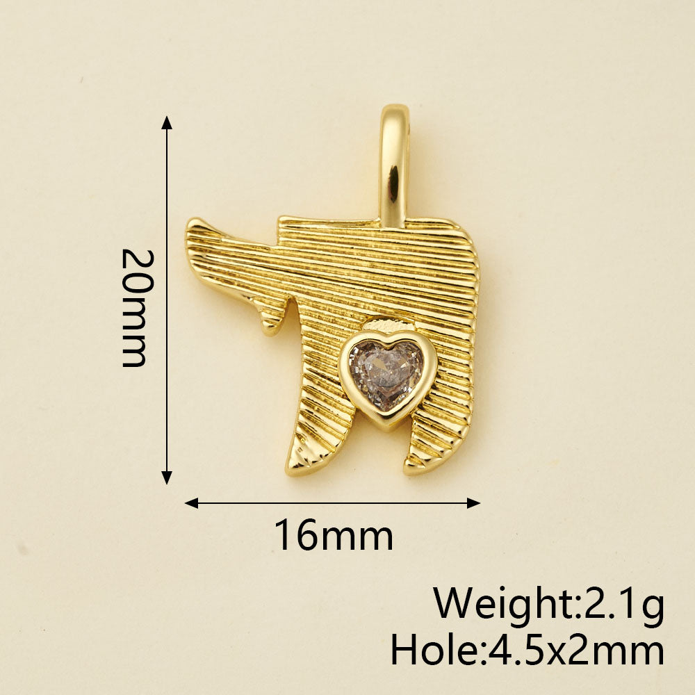 Girl Pendant In Copper With 18K Real Gold Electroplating And Zircon Inlay, Featuring 0.05µm-0.08µm Plating Thickness, 1 Pc Package