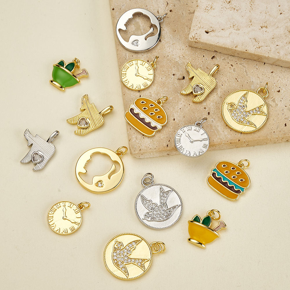 Girl Pendant In Copper With 18K Real Gold Electroplating And Zircon Inlay, Featuring 0.05µm-0.08µm Plating Thickness, 1 Pc Package