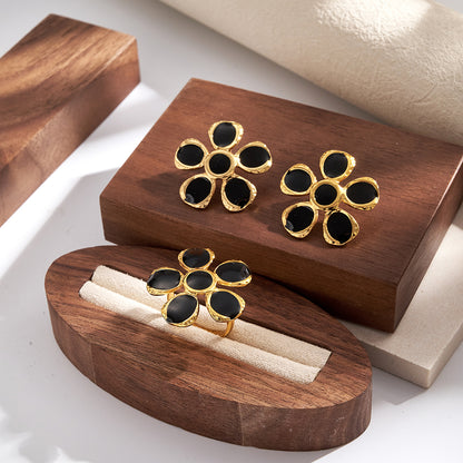 Casual Flowers Jewelry Set For Women In 304 Stainless Steel With Golden Plated Finish