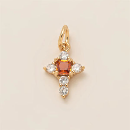 Heart-Shaped Copper Pendant With Golden Electroplating And Zircon Inlay, 27x23mm, 1 Piece