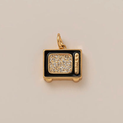 Heart-Shaped Copper Pendant With Golden Electroplating And Zircon Inlay, 27x23mm, 1 Piece