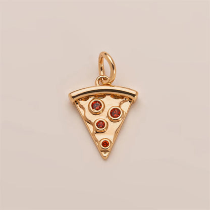 Heart-Shaped Copper Pendant With Golden Electroplating And Zircon Inlay, 27x23mm, 1 Piece