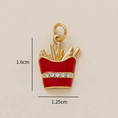 Heart-Shaped Copper Pendant With Golden Electroplating And Zircon Inlay, 27x23mm, 1 Piece