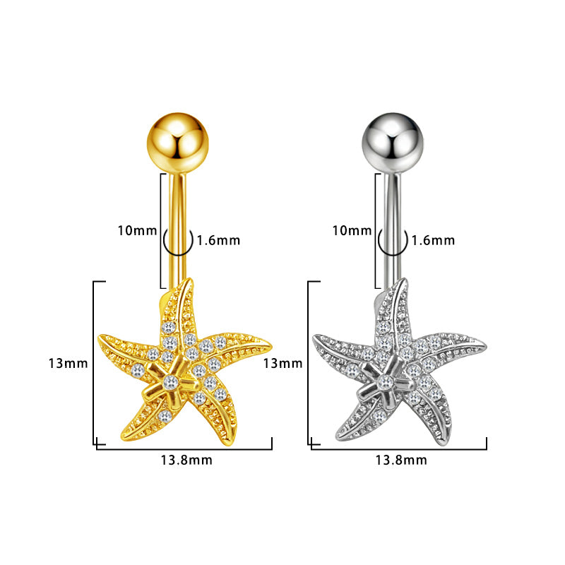Three-dimensional Heart Shape Copper Belly Ring With Platinum Plated Electroplated Finish And Zircon Inlay