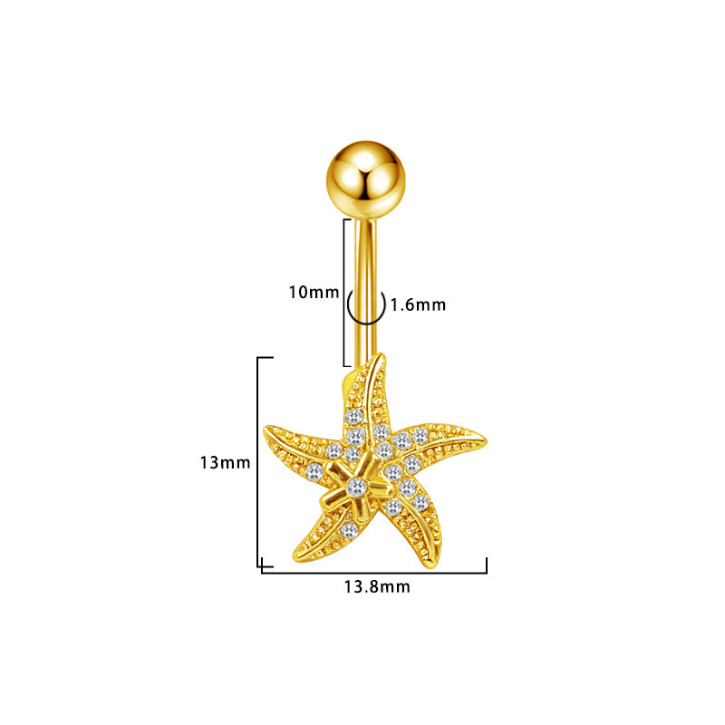 Three-dimensional Heart Shape Copper Belly Ring With Platinum Plated Electroplated Finish And Zircon Inlay
