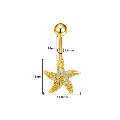 Three-dimensional Heart Shape Copper Belly Ring With Platinum Plated Electroplated Finish And Zircon Inlay
