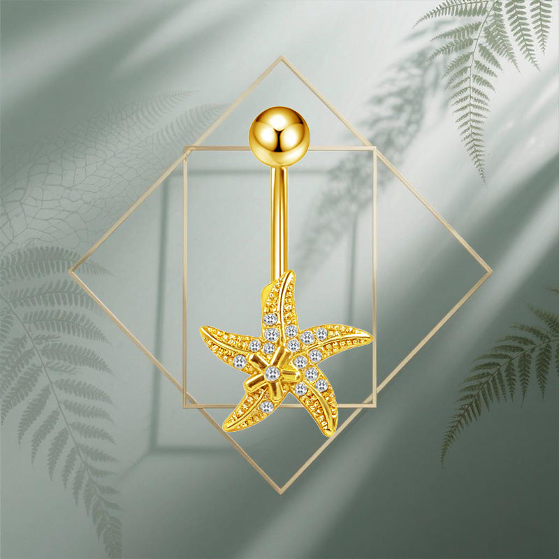 Three-dimensional Heart Shape Copper Belly Ring With Platinum Plated Electroplated Finish And Zircon Inlay