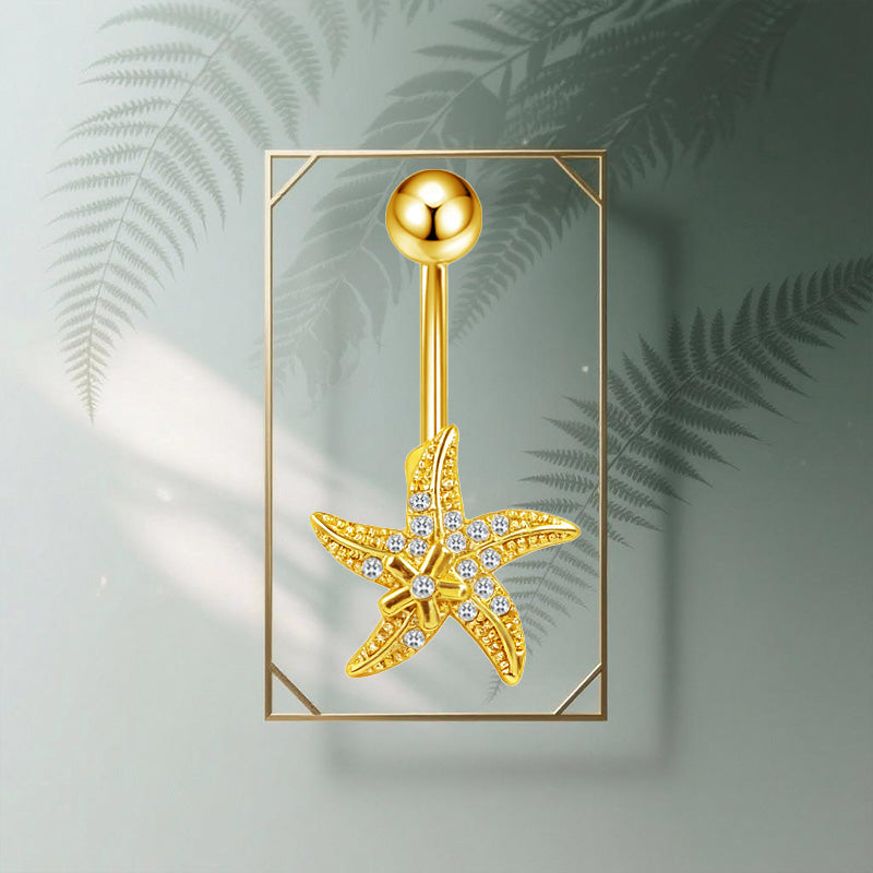 Three-dimensional Heart Shape Copper Belly Ring With Platinum Plated Electroplated Finish And Zircon Inlay
