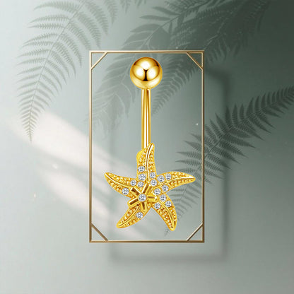 Three-dimensional Heart Shape Copper Belly Ring With Platinum Plated Electroplated Finish And Zircon Inlay