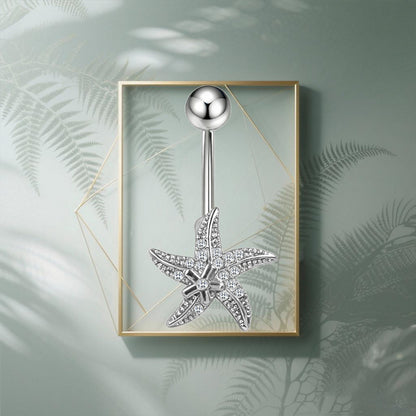 Three-dimensional Heart Shape Copper Belly Ring With Platinum Plated Electroplated Finish And Zircon Inlay