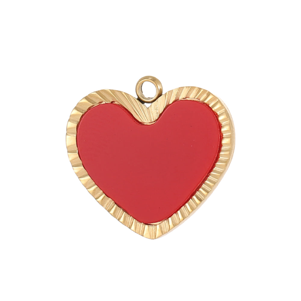 Heart Shape Pendant In 304 Stainless Steel With 14K Real Gold Plated PVD Coating 0.03µm Thickness, 1 Piece