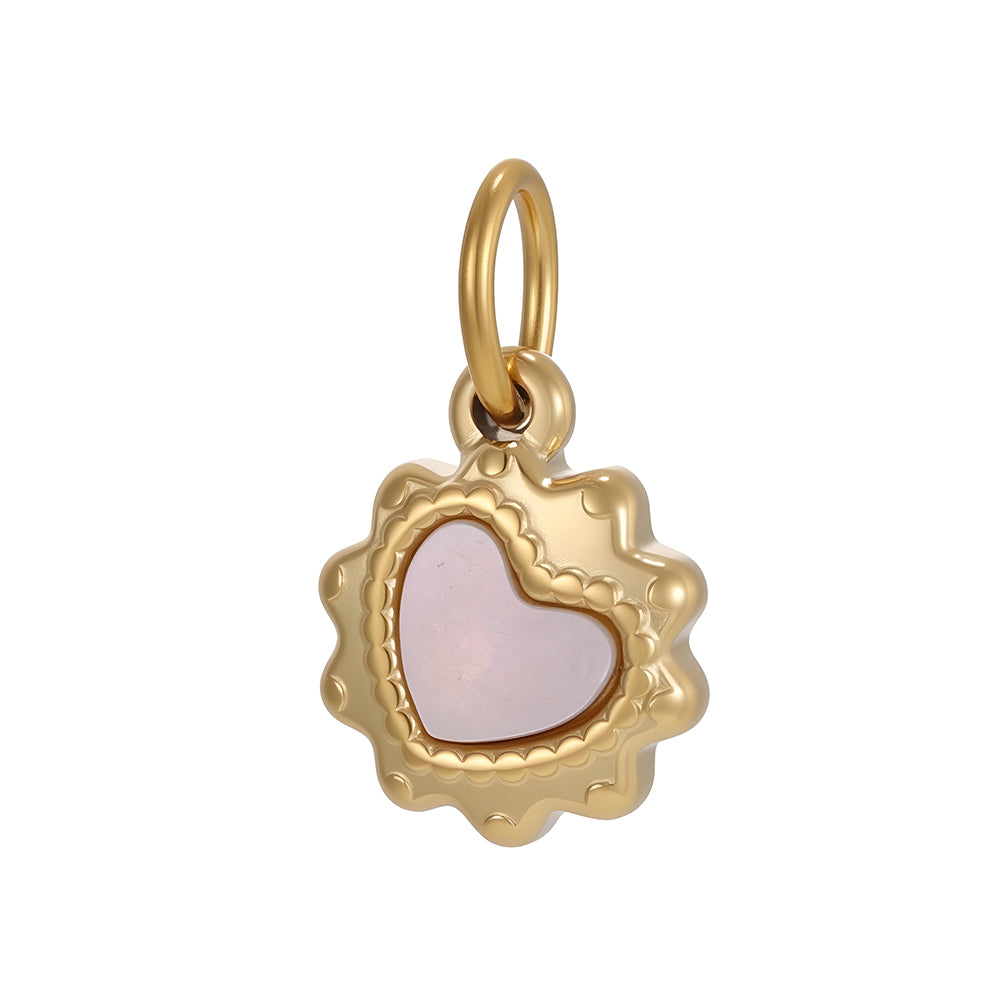 Heart Shape Pendant In 304 Stainless Steel With 14K Real Gold Plated PVD Coating 0.03µm Thickness, 1 Piece