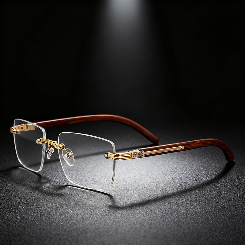Frameless Square Blue Light Blocking Glasses With PC Lens Material, Ideal For Summer Wear