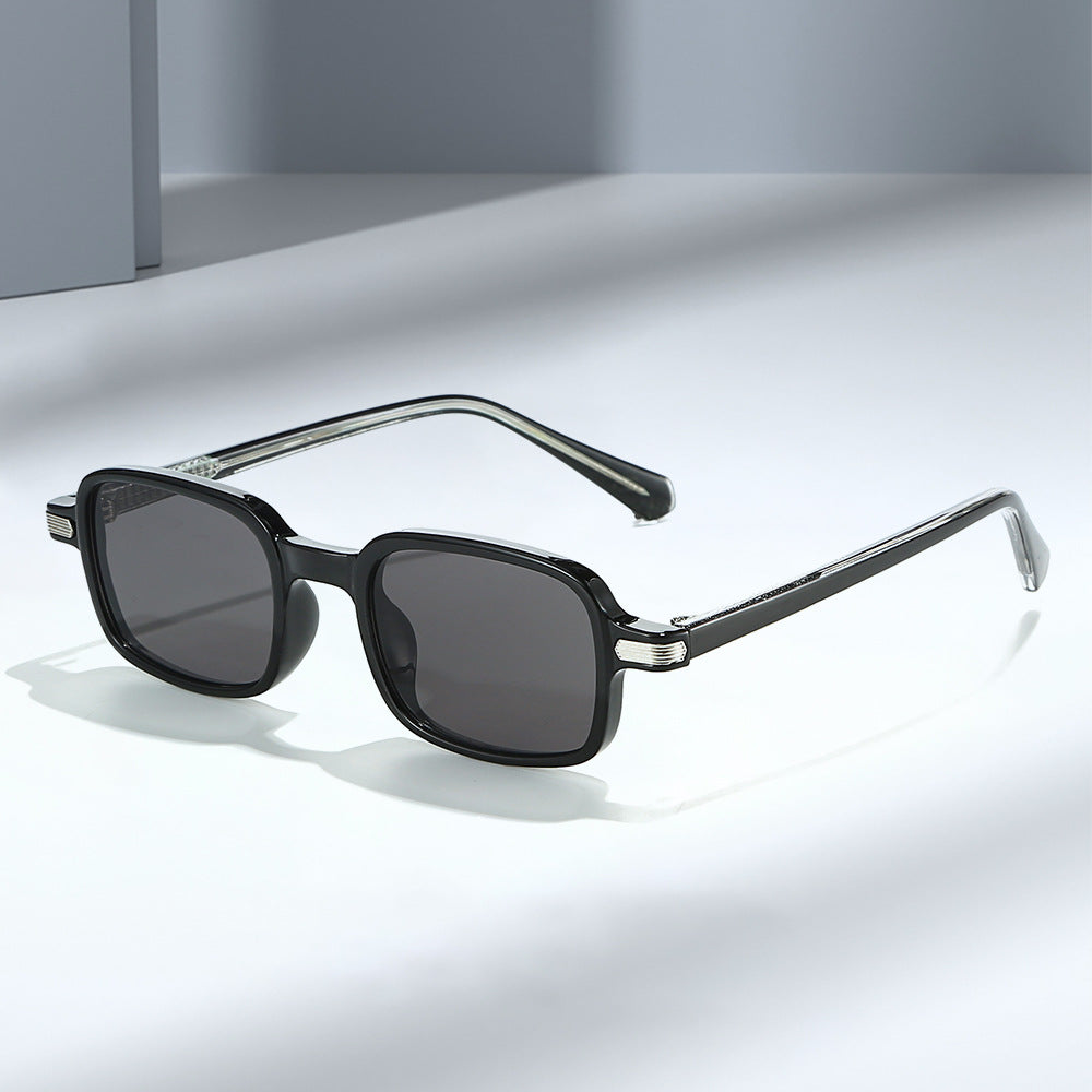 Unisex Square Full Frame Sunglasses With Ac Lens Material In Black, Perfect For Spring