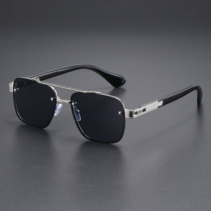 Unisex Half Frame Polygons Sunglasses With PC Lens Material In Golden, Perfect For Outdoor Use
