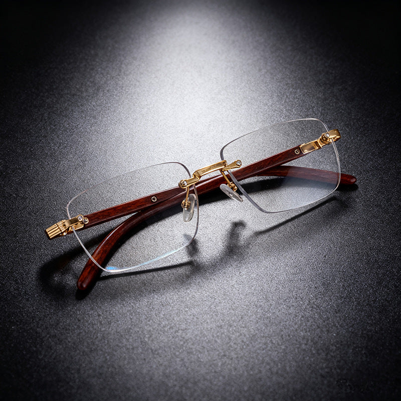 Frameless Square Blue Light Blocking Glasses With PC Lens Material, Ideal For Summer Wear