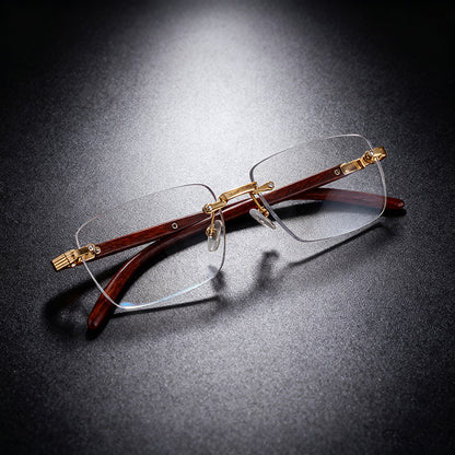 Frameless Square Blue Light Blocking Glasses With PC Lens Material, Ideal For Summer Wear
